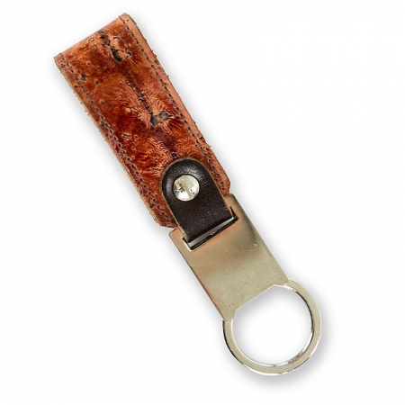 Schlüsselanhänger aus Stör/Rindleder, braun, 11,5x2,5cm, mit Ring, 1 St