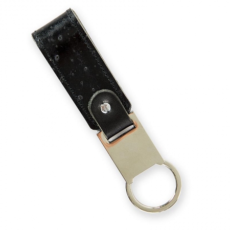 Schlüsselanhänger aus Stör/Rindleder, schwarz, 11,5x2,5cm, mit Ring, 1 St